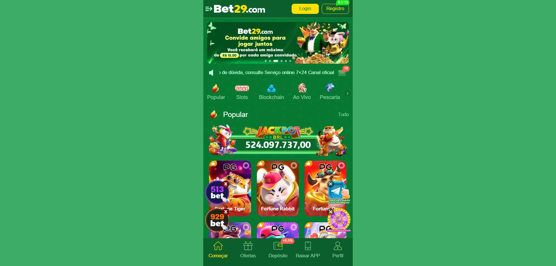 Depósitos e Saques na BET29